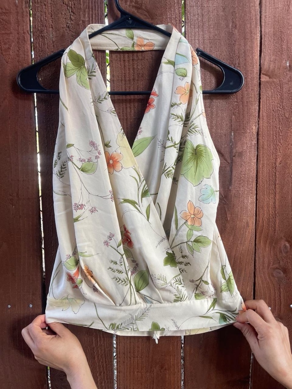 vintage the limited silk 100% silk halter floral soft girl beachy top Sz S